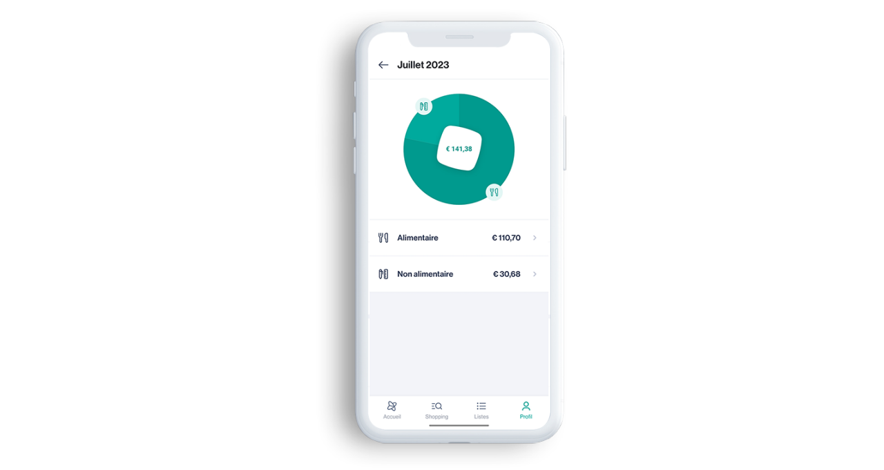 capture d’écran qui illustre comment l’app Xtra vous permet d’obtenir un aperçu de vos dépenses. Vous pouvez ainsi suivre et gérer vos dépenses sur l’app.
